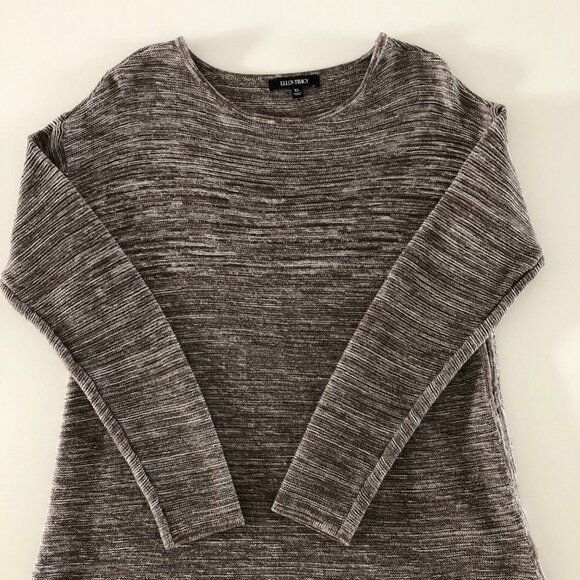 Ellen Tracy Casual Lg Slv Scoop Neck Cotton/Acrylic Sweater Cocoa + Ivory Sz XL - Picture 2 of 11